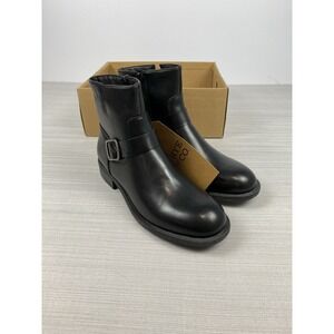 Frye And Co. Cormac Black Smooth PU Leather Side Zip Ankle Boots Size 8 M